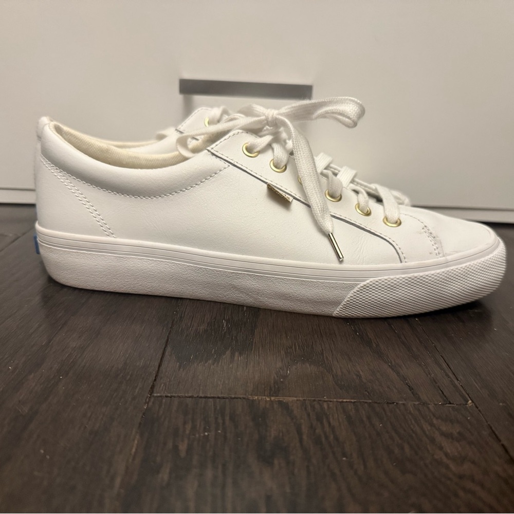 Keds White Low-Top Sneakers with Gold Eyelets